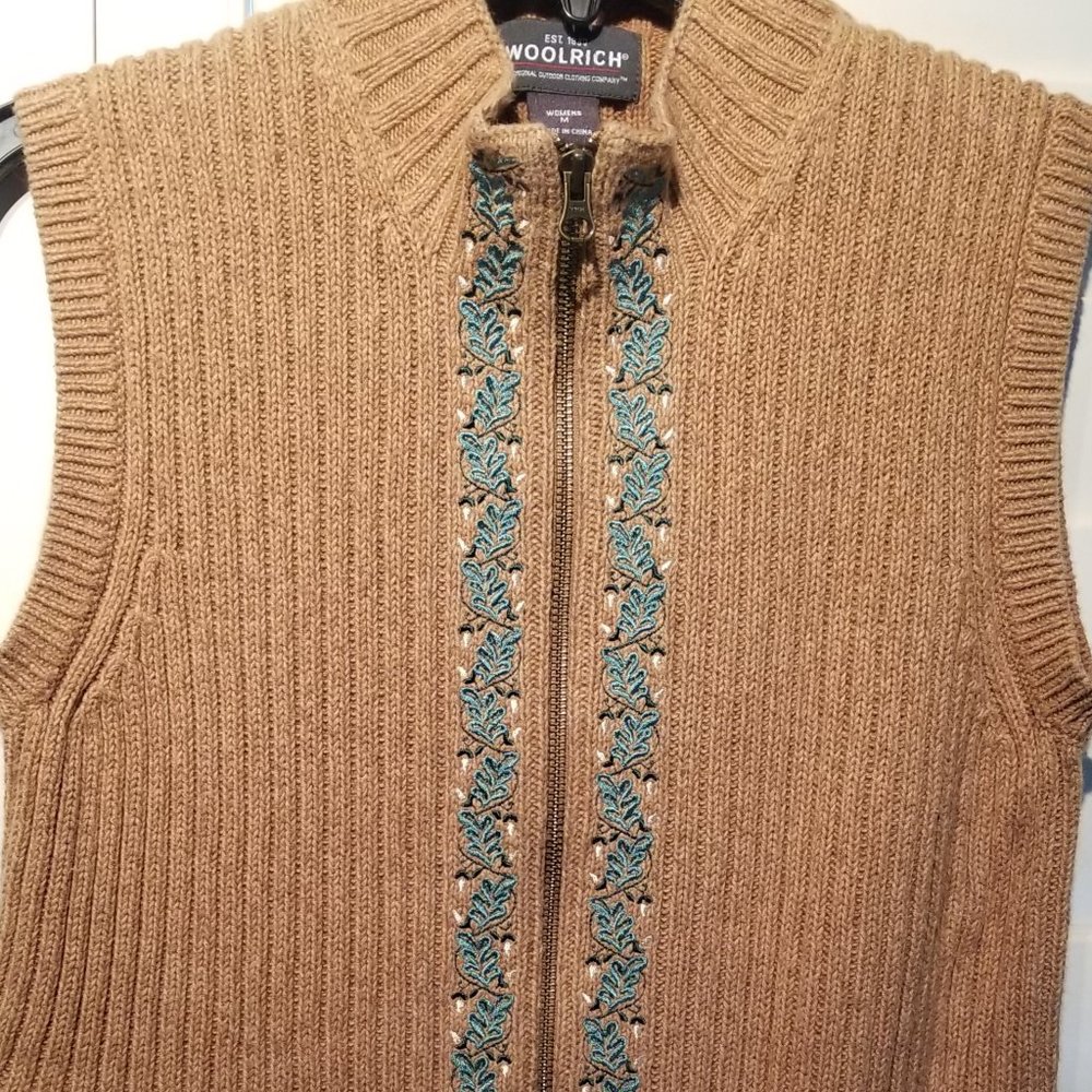 Woolrich Women's Tan Rib Clove Zip Sleeveless Vest